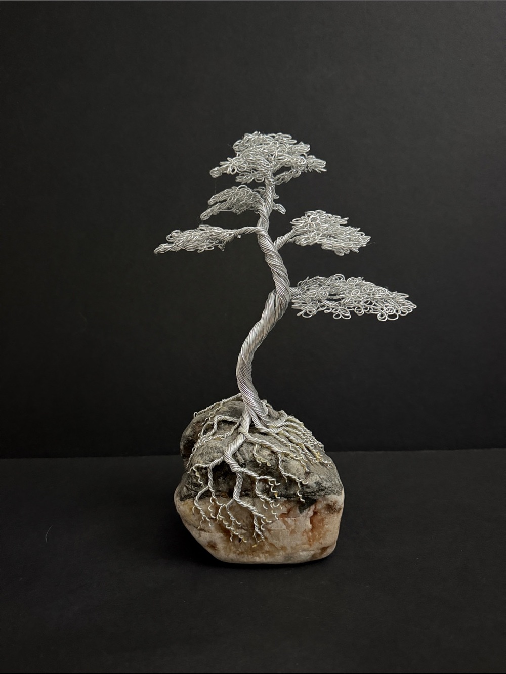 Handcrafted Wire Bonsai Tree Sculpture - Home Art
